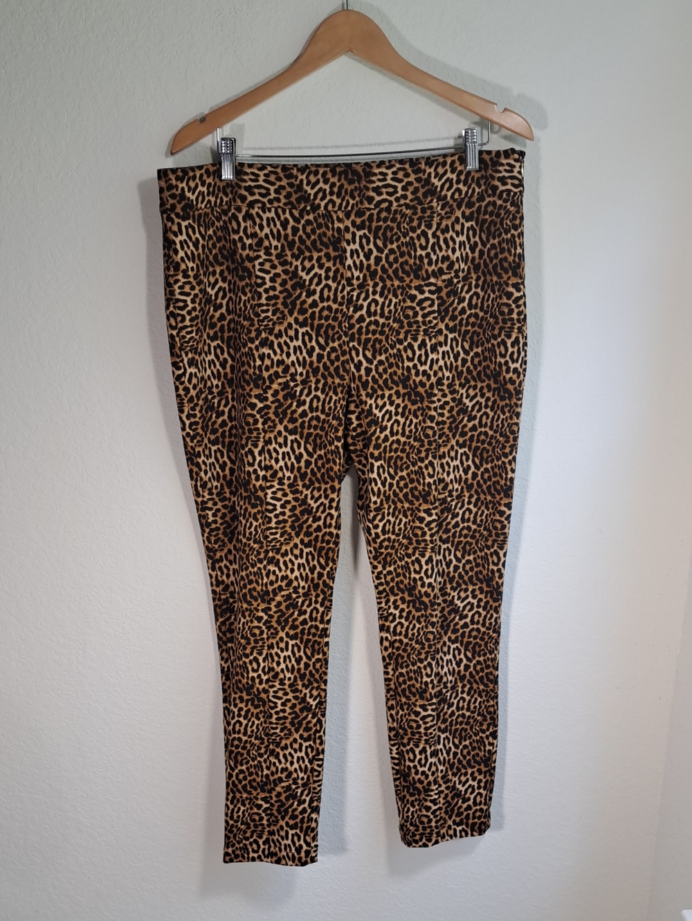 INC International Concepts Women’s Leopard Print Pant Brown Black Zipper Size 14